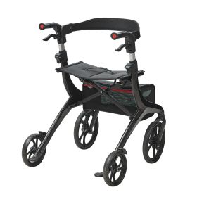 VEVOR Folding Rollator Walker for Seniors and Adults, Lightweight Aluminum Rolling Walker with Seat and Adjustable Handle (Color: Black)