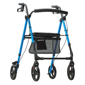 VEVOR Rollator Walker for Seniors and Adult, Lightweight Aluminum Foldable Rolling Walker with Adjustable Seat and Handle (Color: Blue)