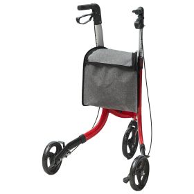 VEVOR 3 Wheels Rollator Walker for Seniors, Lightweight Aluminum Foldable Rolling Walker with Adjustable Handle (Color: Red)