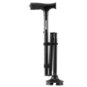 Walking Cane Folding Walking Stick with 8-Level Height & 4-Pronged Pivoting Base (Default: Default)