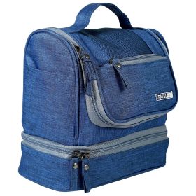 Travel Toiletry Bag Cosmetics Organizer Bag Hanging Wash Bag Waterproof Case w/ Handstrap (Color: Blue, size: One size)