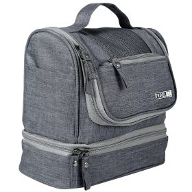 Travel Toiletry Bag Cosmetics Organizer Bag Hanging Wash Bag Waterproof Case w/ Handstrap (Color: Gray, size: One size)